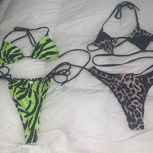 2 piece bikini set. Zebra & Cheetah.